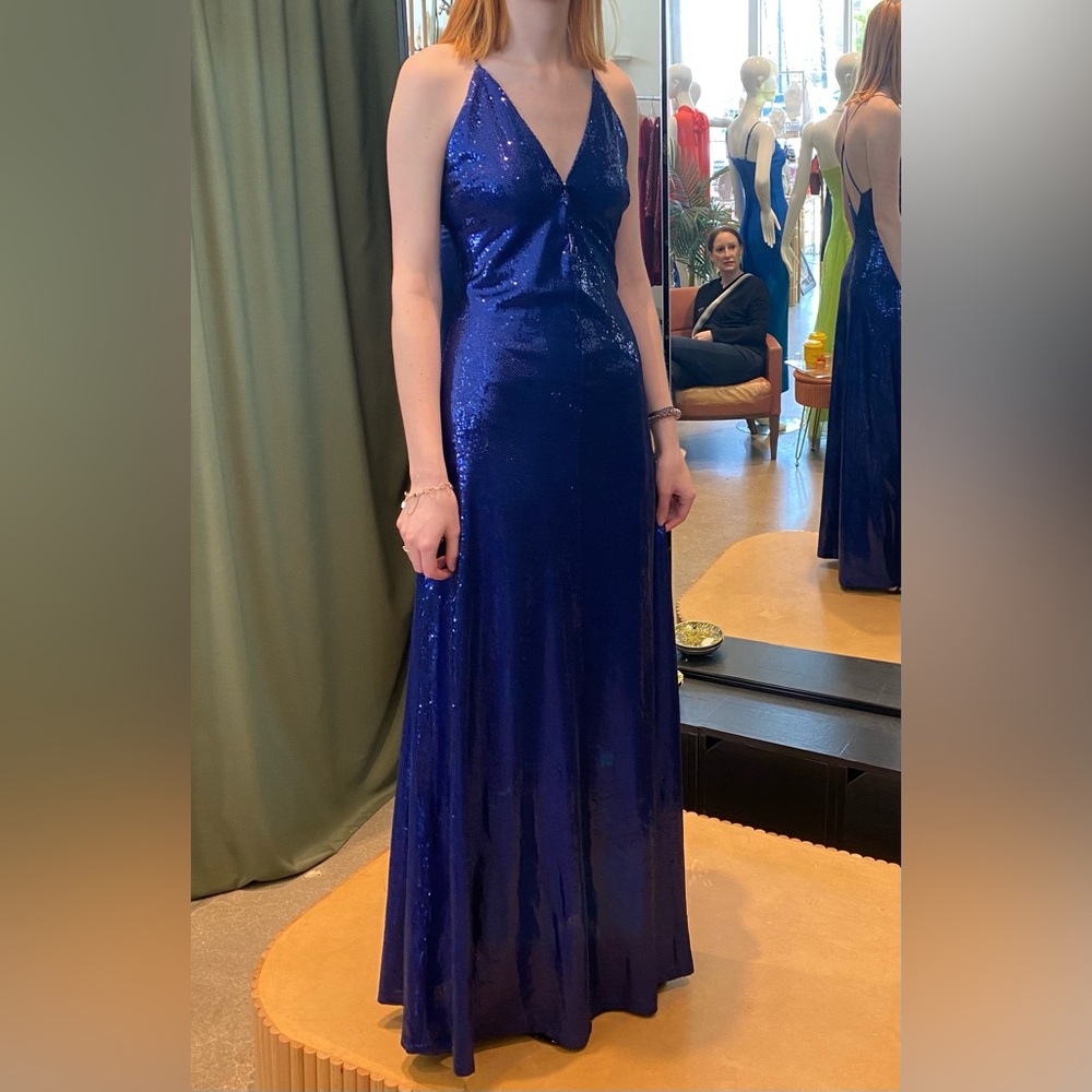 Elegant Blue Sequin Evening Gown Chloe Dao